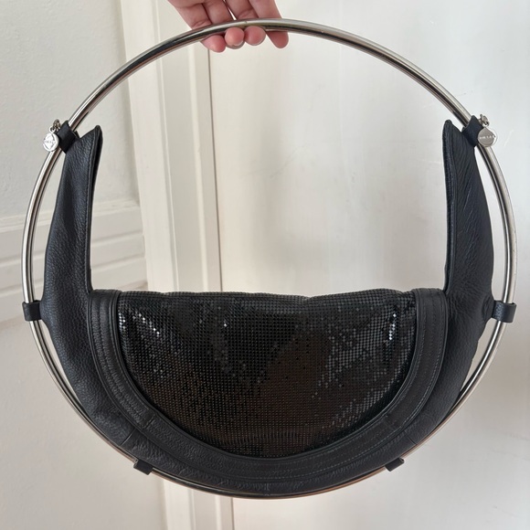 Vintage Diesel Space Y2K Liquid Space Leather Hoop Circle Round Bag - Picture 3 of 17